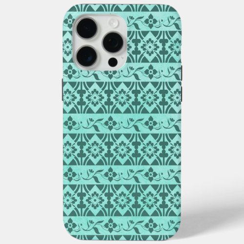 Retro patterns  flowers on mint green background iPhone 15 pro max case