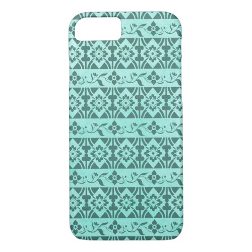 Retro patterns  flowers on mint green background iPhone 87 case