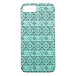 Retro patterns &amp; flowers on mint green background iPhone 8/7 case