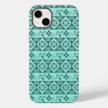 Retro patterns &amp; flowers on mint green background Case-Mate iPhone 14 plus case