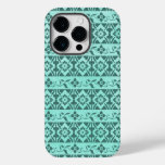 Retro patterns &amp; flowers on mint green background Case-Mate iPhone 14 pro case