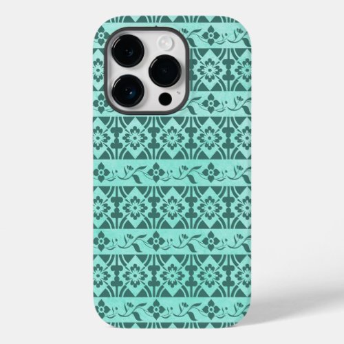 Retro patterns  flowers on mint green background Case_Mate iPhone 14 pro case
