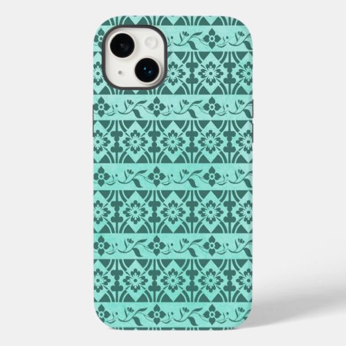 Retro patterns  flowers on mint green background Case_Mate iPhone 14 plus case