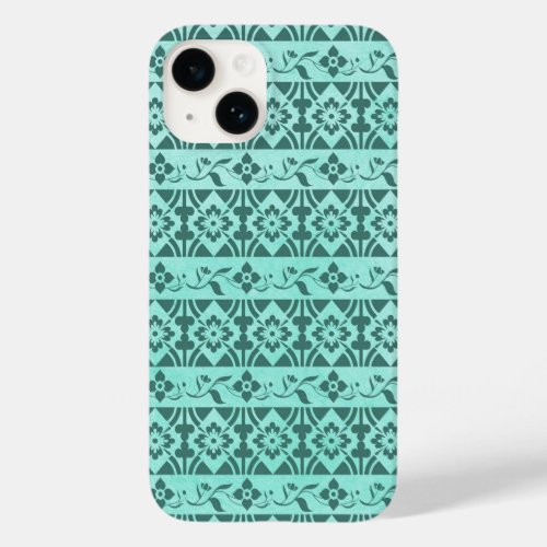 Retro patterns  flowers on mint green background Case_Mate iPhone 14 case