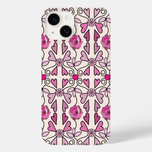 Retro patterns roses flowers  hearts Case_Mate iPhone 14 case