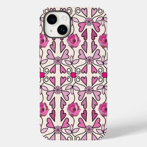 Retro patterns roses flowers  hearts Case_Mate iPhone 14 plus case