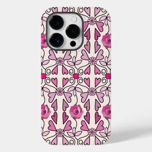 Retro patterns roses flowers  hearts Case_Mate iPhone 14 pro case