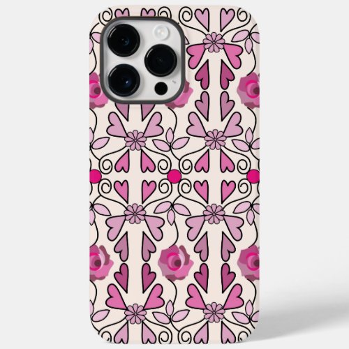 Retro patterns roses flowers  hearts Case_Mate iPhone 14 pro max case
