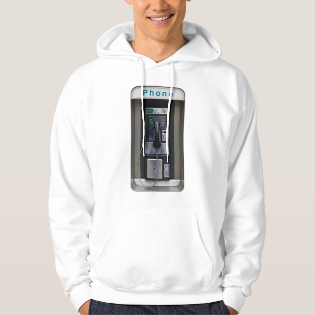 Retro Payphone Design, Vintage Telephone Booth Art Hoodie (Front)