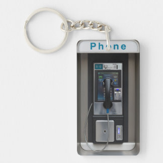 Retro Payphone Design, Vintage Telephone Booth Art Keychain