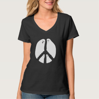 Retro Peace And Love Sign Ghost Halloween Funny T-Shirt