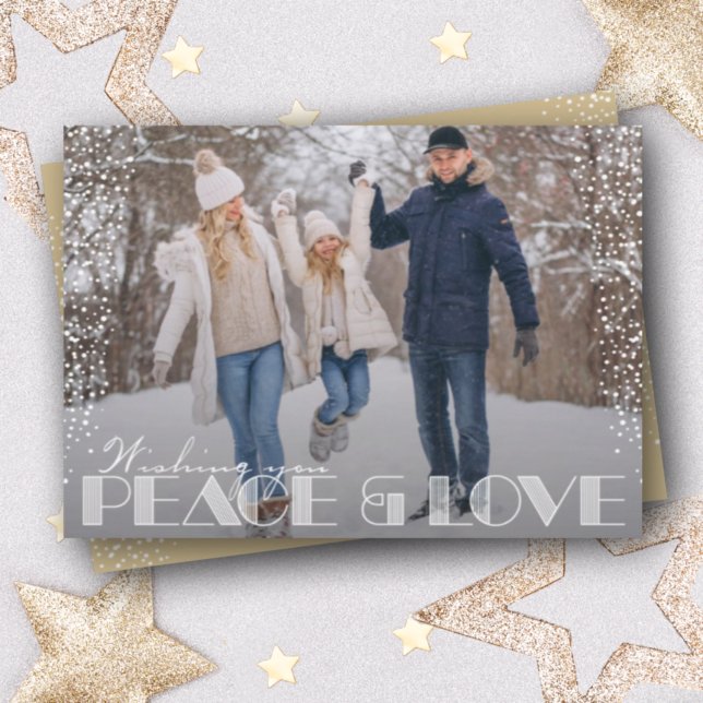 Retro Peace and Love Typography Christmas Holiday Card (Creator Uploaded)