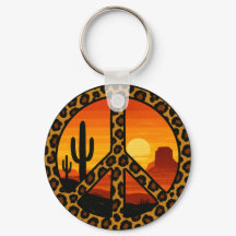 retro peace desert keychain