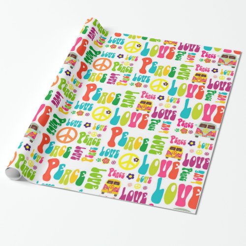 Retro Peace Hippy Sign Pattern Wrapping Paper