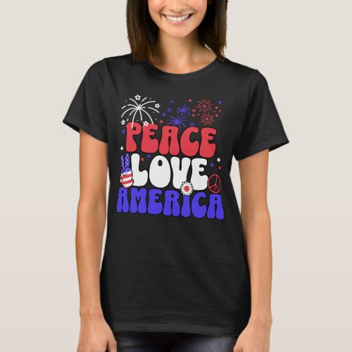 Retro Peace Love and America T_Shirt