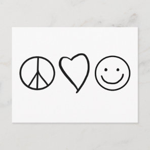 Retro Peace Love and Happiness Postcard