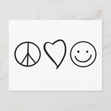 Retro Peace Love and Happiness Postcard
