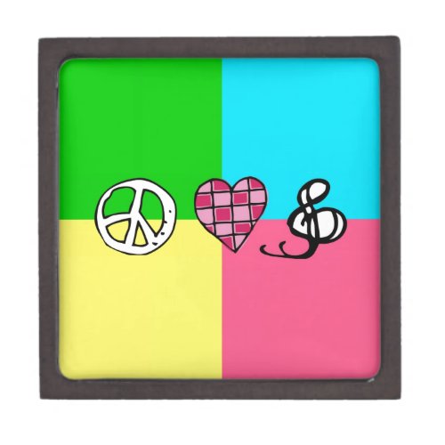 Retro Peace Love and Music Jewelry Box