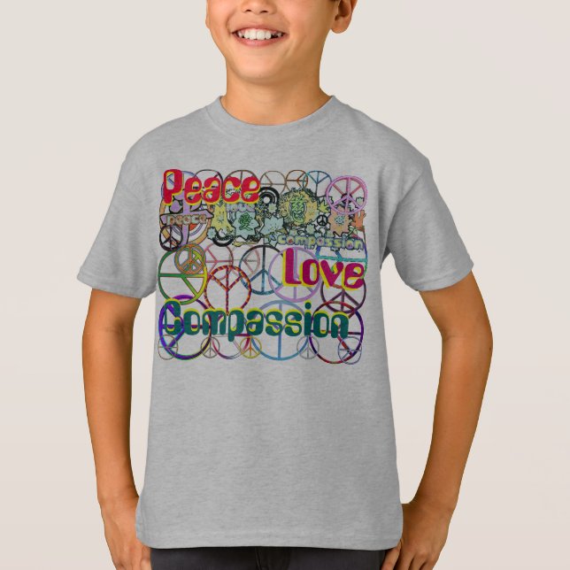 Retro Peace Love Compassion T-shirt (Front)