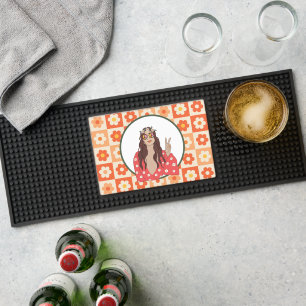Retro Peace Love Flower Power Bar Mat