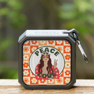 Retro Peace Love Flower Power Sign Bluetooth Speaker