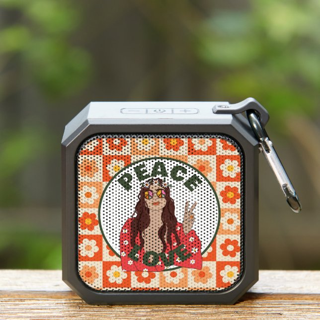 Retro Peace Love Flower Power Sign Bluetooth Speaker (Insitu(Outdoor))