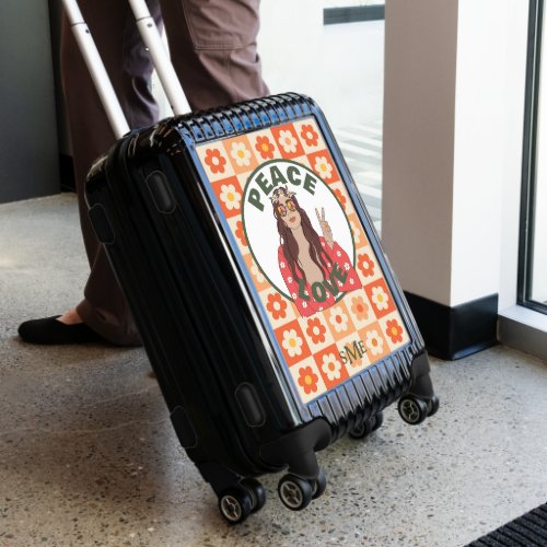 Retro Peace Love Flower Power Sign Luggage