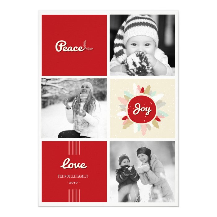 Retro Peace Love Joy Holiday Photo Greetings Card
