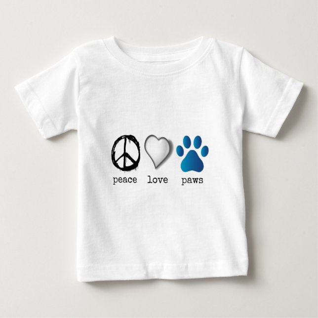 Retro Peace Love Paws Baby T-Shirt (Front)