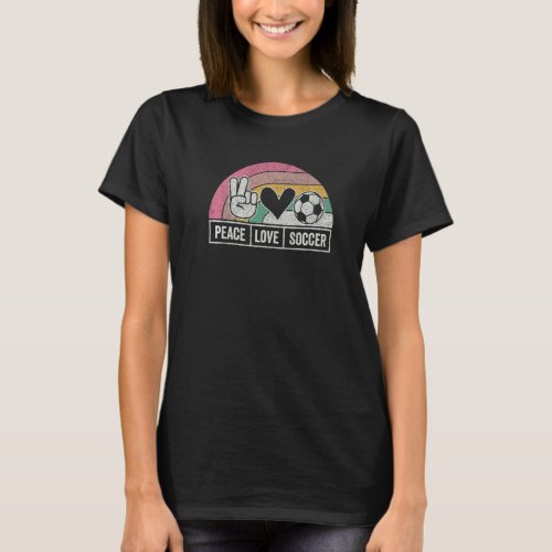 Retro Peace Love Soccer Cute Print Women Teen Girl T_Shirt