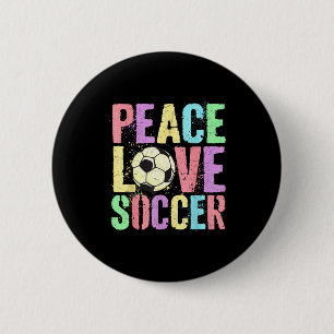 Retro Peace Love Soccer Score Club Mom Game Button