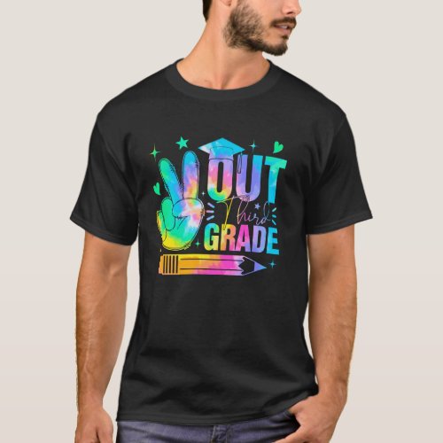 Retro Peace Out Third Grade Graduation Tie Dye Sum T-Shirt