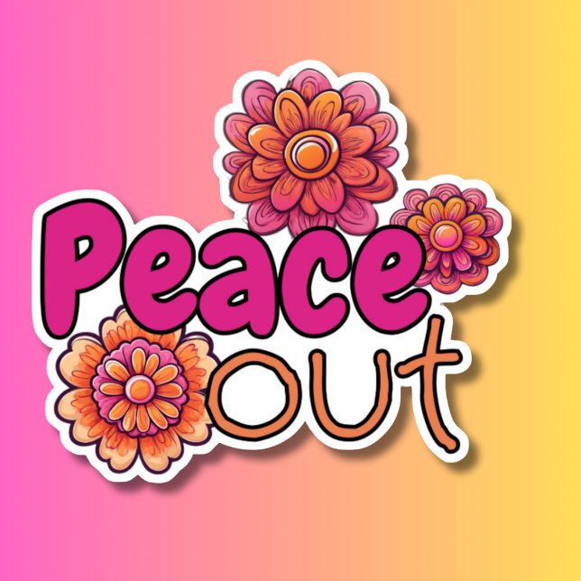 Retro Peace Out Waterproof  Sticker (Creator Uploaded)