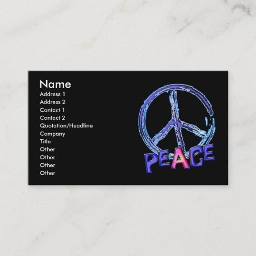 RETRO PEACE SIGN BUSINESS CARDS