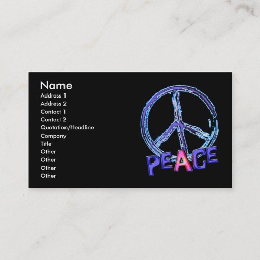 Customizable RETRO PEACE SIGN BUSINESS CARDS