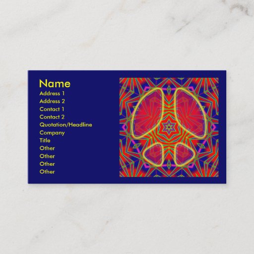 Customizable RETRO PEACE SIGN BUSINESS CARDS