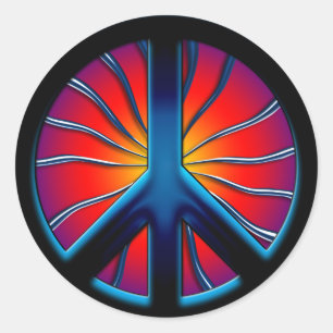 RETRO PEACE SIGN CLASSIC ROUND STICKER