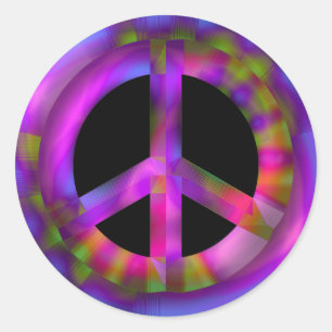 RETRO PEACE SIGN CLASSIC ROUND STICKER
