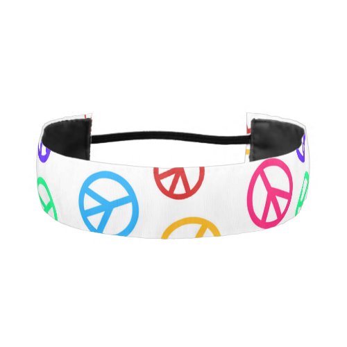 Retro Peace Sign Colorful Pattern Athletic Headband