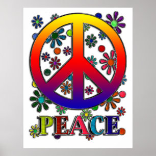 Retro Peace Sign & Flowers