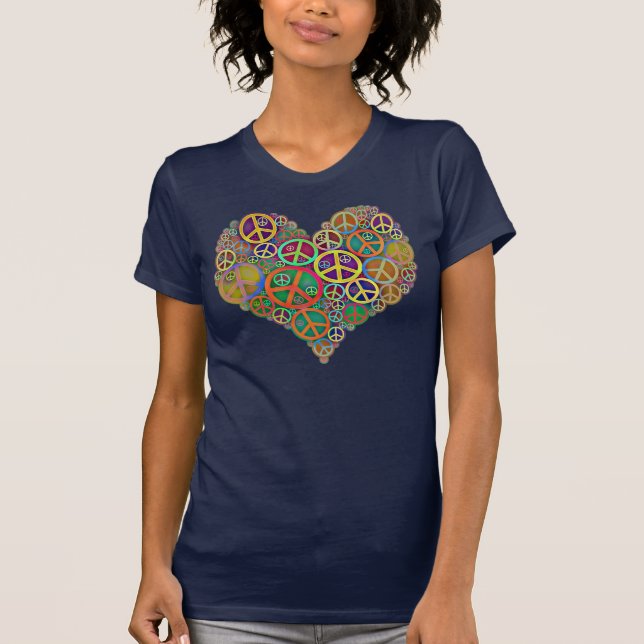 Retro Peace Sign Heart T-Shirt (Front)