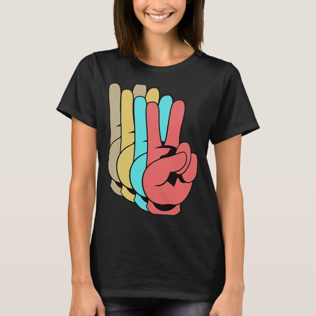 Retro Peace Sign Love 60's 70's T-Shirt (Front)