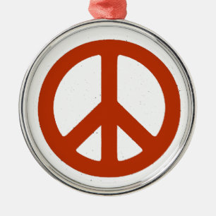 retro peace sign metal ornament