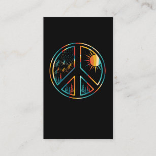 Retro Peace Sign Nature Hippie Hiking Business Card