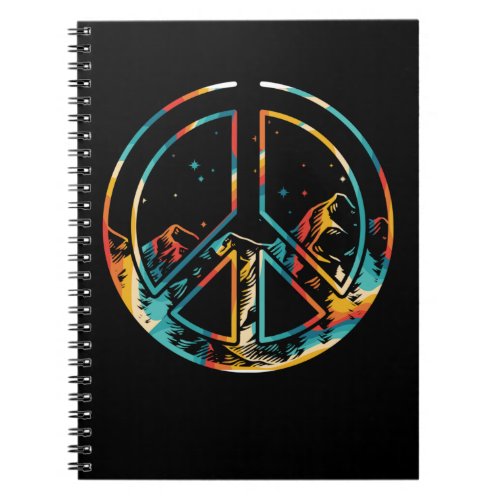 Retro Peace Sign Nature Hippie Mountains Notebook