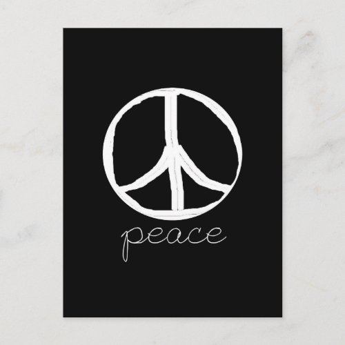 Retro Peace Sign on Black Background Postcard