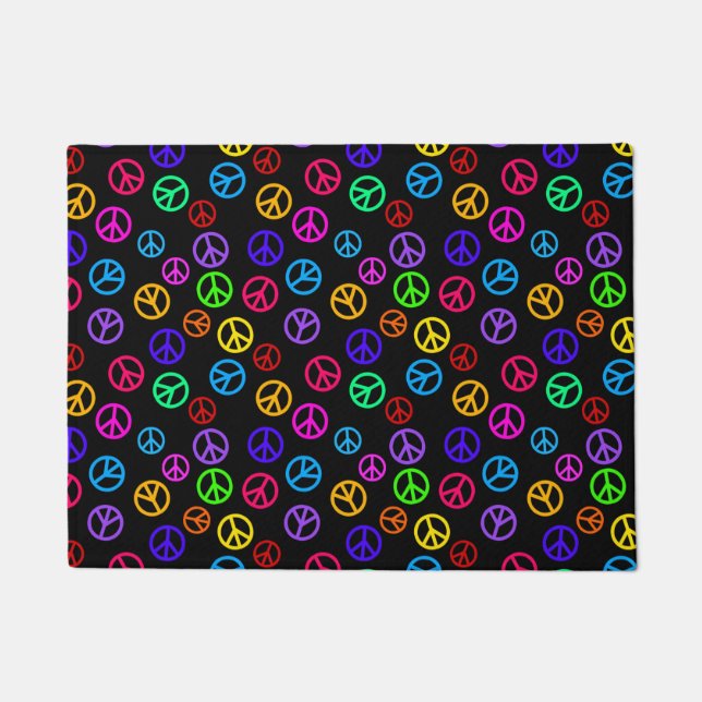 Retro Peace Sign Pattern Doormat (Front)