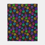Retro Peace Sign Pattern Fleece Blanket