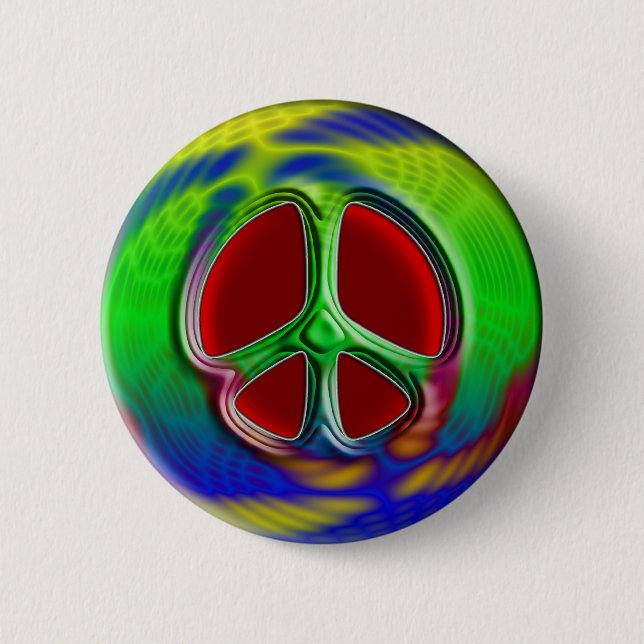 RETRO PEACE SIGN PINBACK BUTTON (Front)