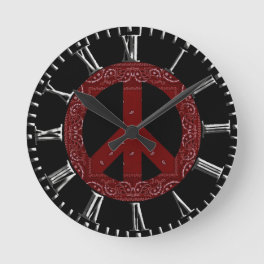 Retro Peace Sign Round Clock